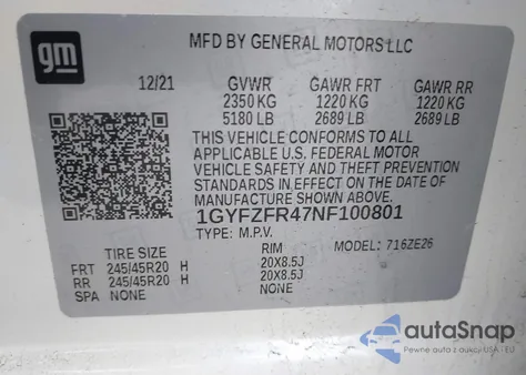 2022 Cadillac Xt4 Sport from USA, damaged, VIN 1GYFZFR47NF100801